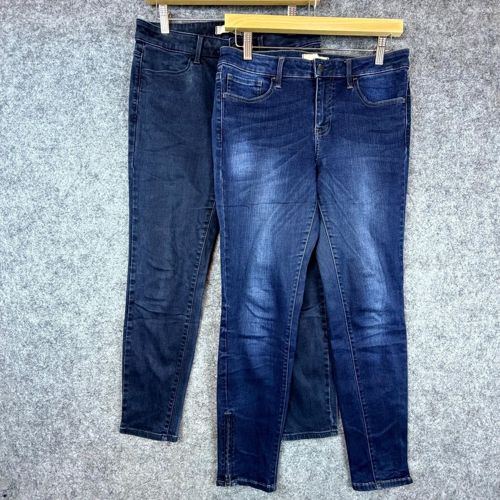 Uniqlo Legging Jeans Women 27 Denim Cotton Stretch Mid Rise Ankle Zip Lot Of 2